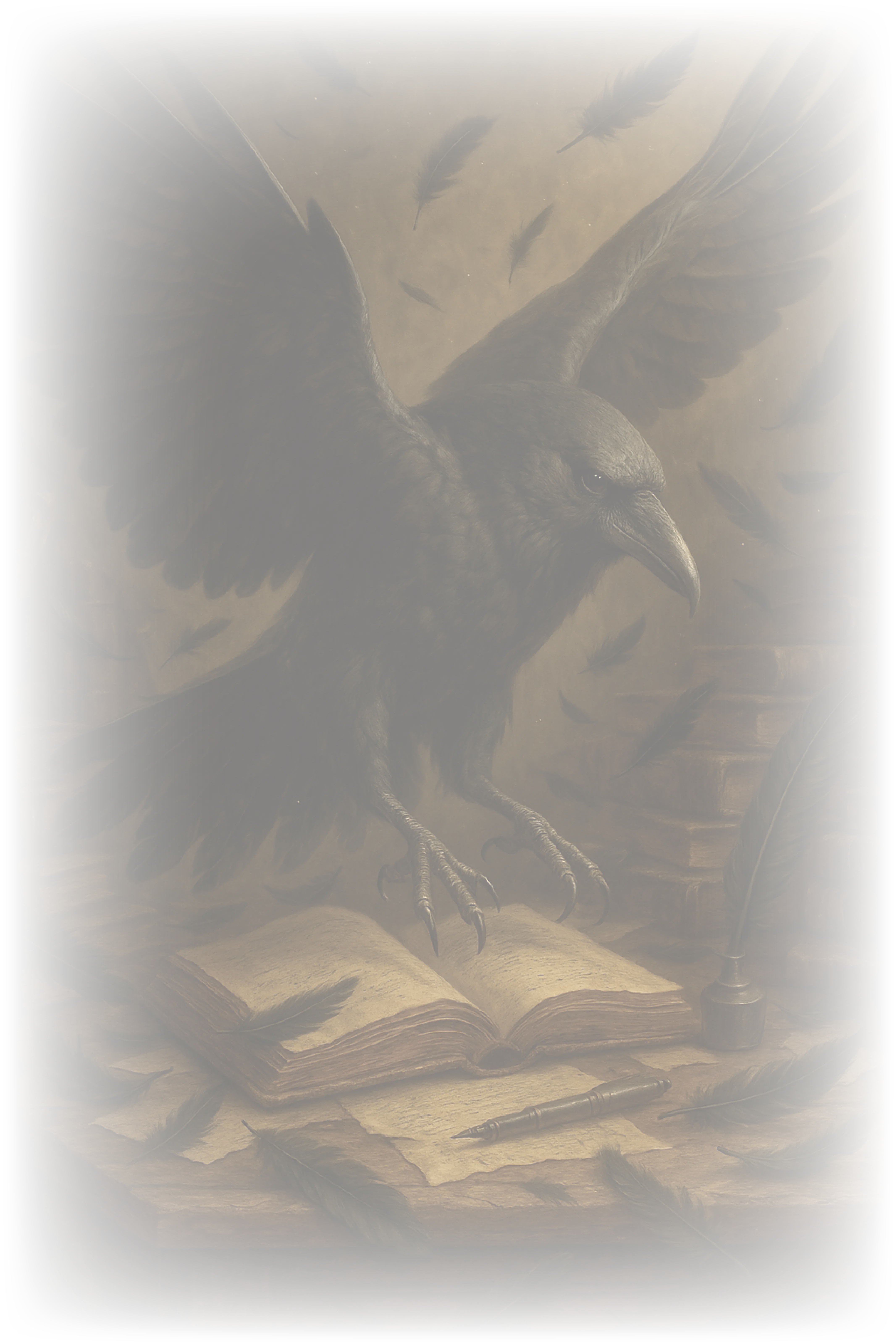 The messenger of wisdom embodied as a crow gazing at the user
